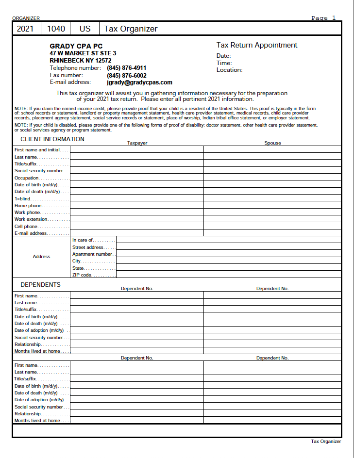 Tax Checklist 